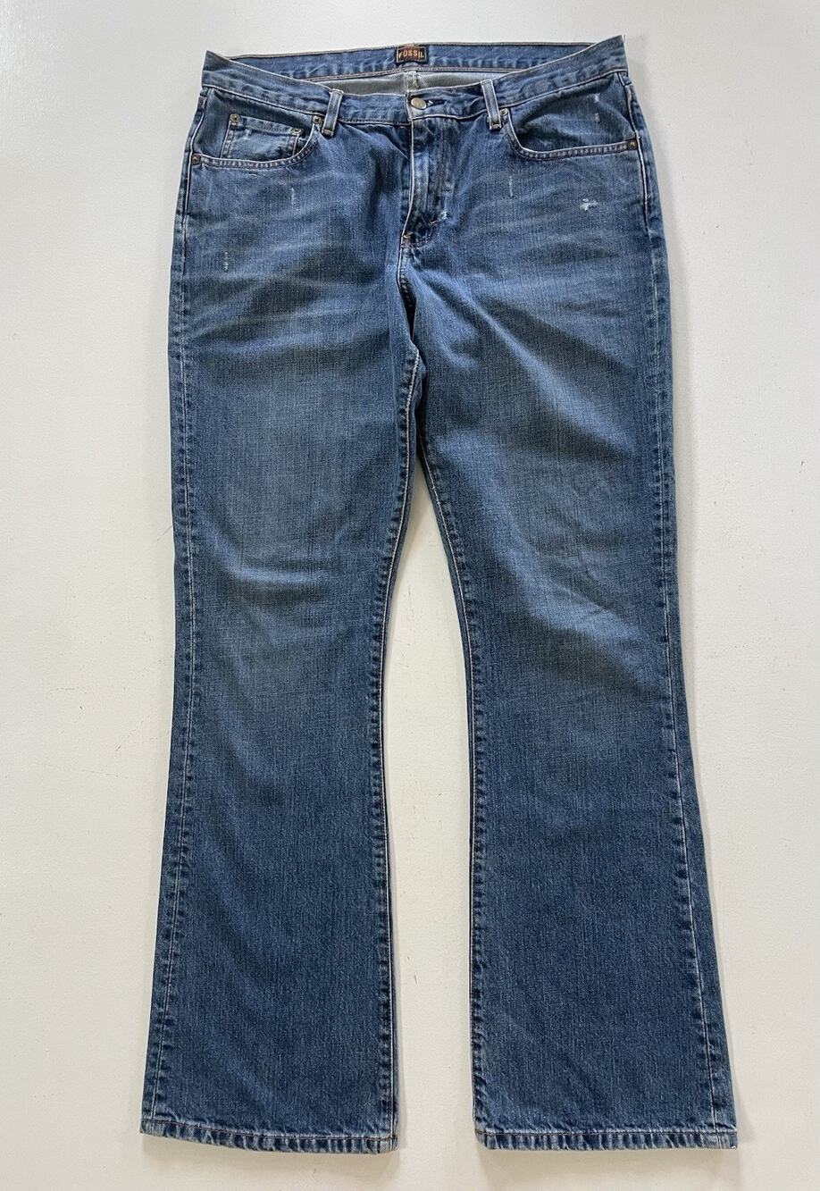 Vintage Fossil Jeans Womens 12 Long Blue Med Wash Bootcut Denim Classic Y2K